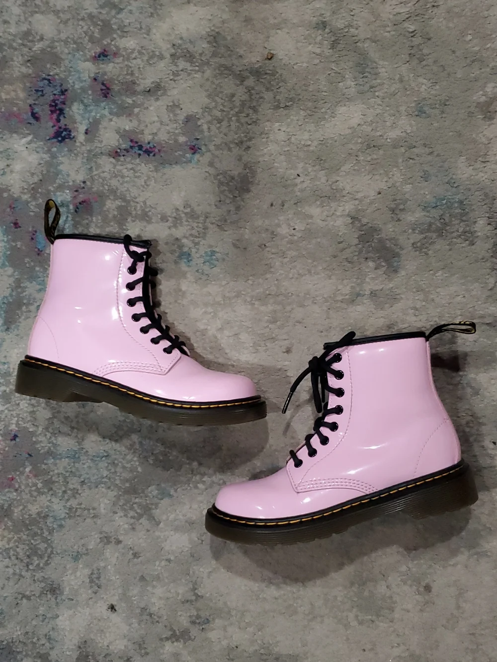 Dr. Martens Pink Lace-Up Leather Combat Boots Kids Size 13